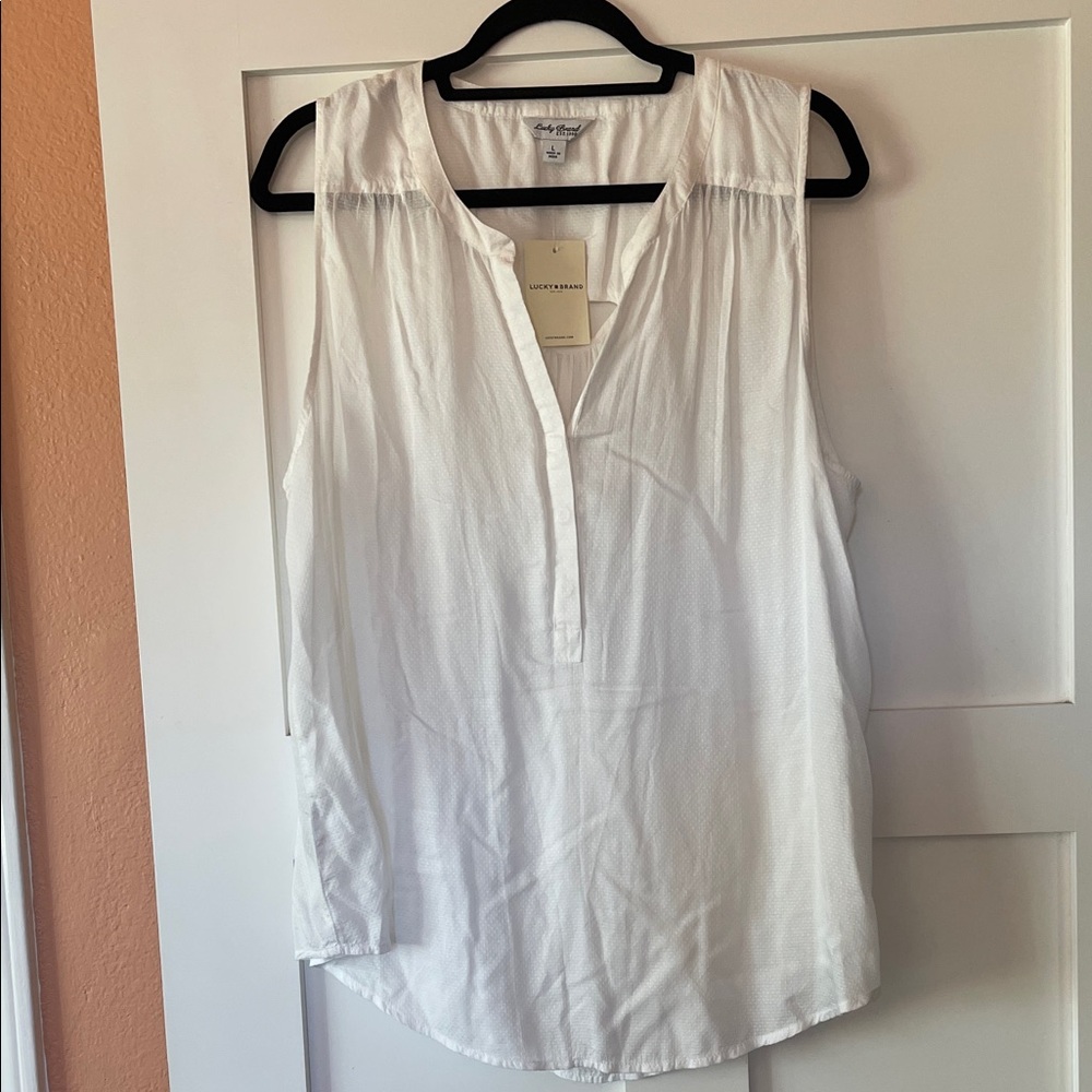 Lucky Brand White Sleeveless Blouse